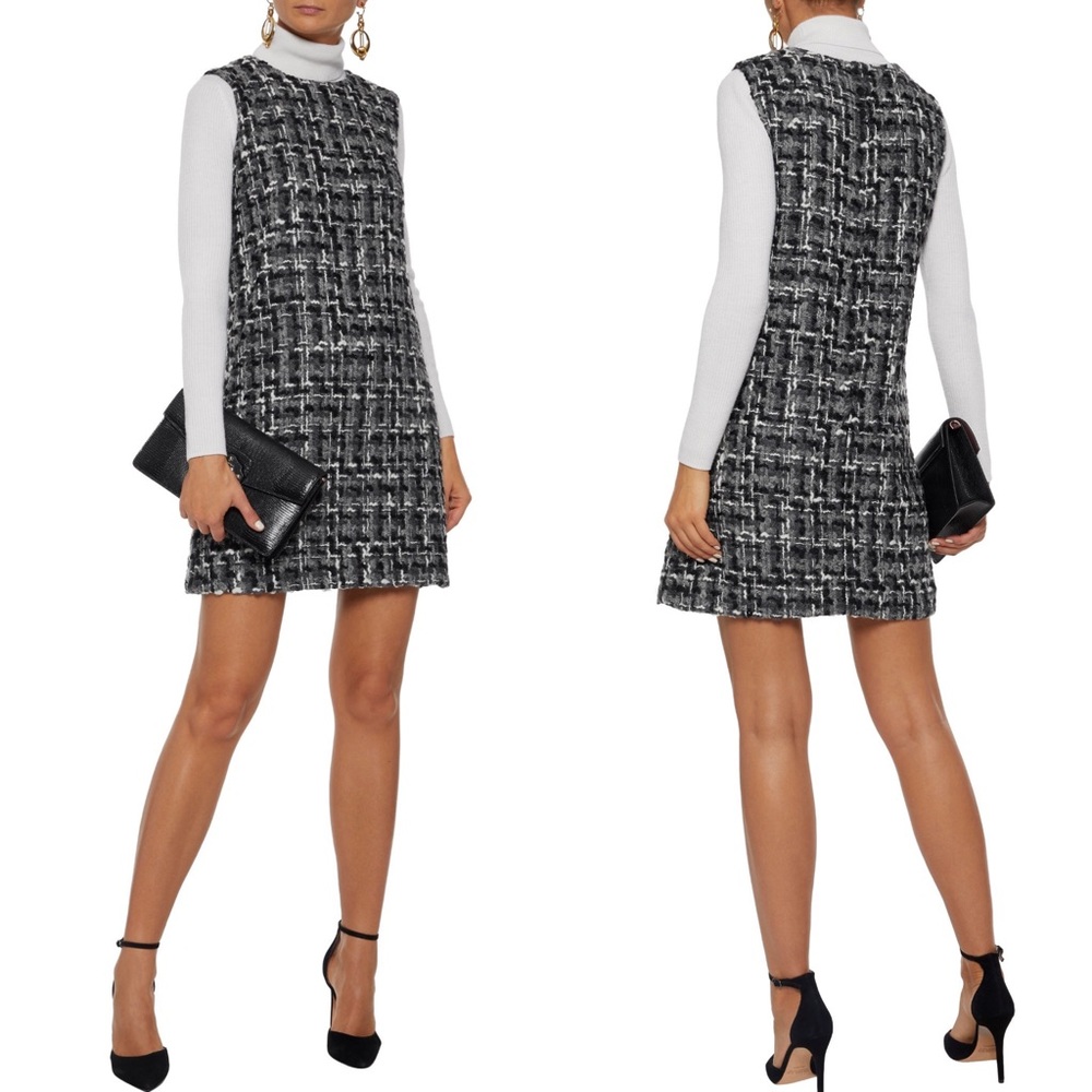 Dolce & Gabbana Tweed Sleeveless Wool Shift Dress